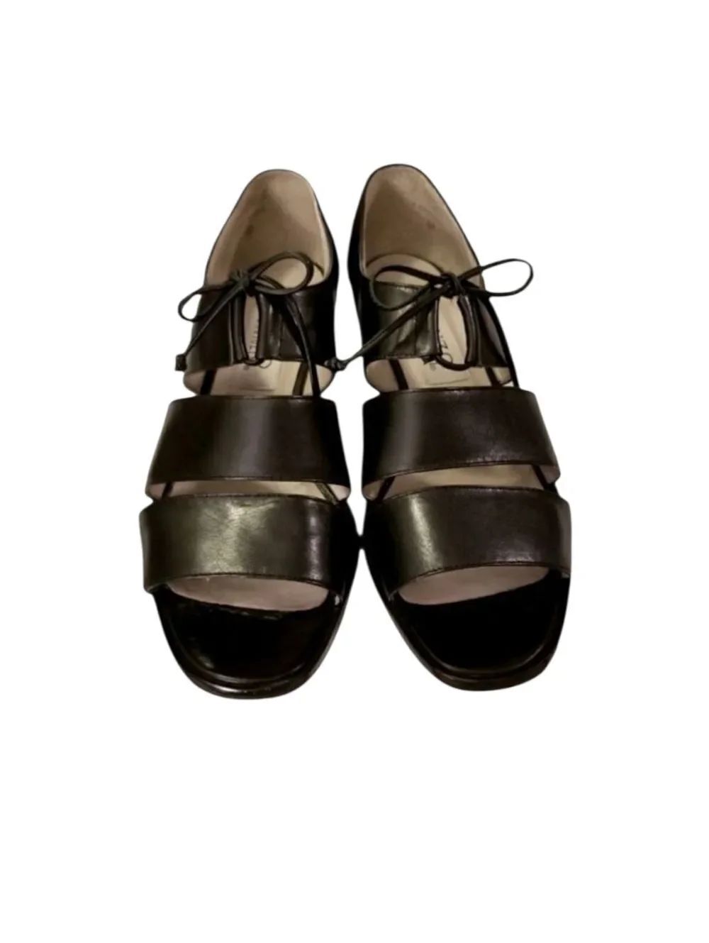 Enzo Angiolini Black Leather Lace Up Shoes Size 7.5 N